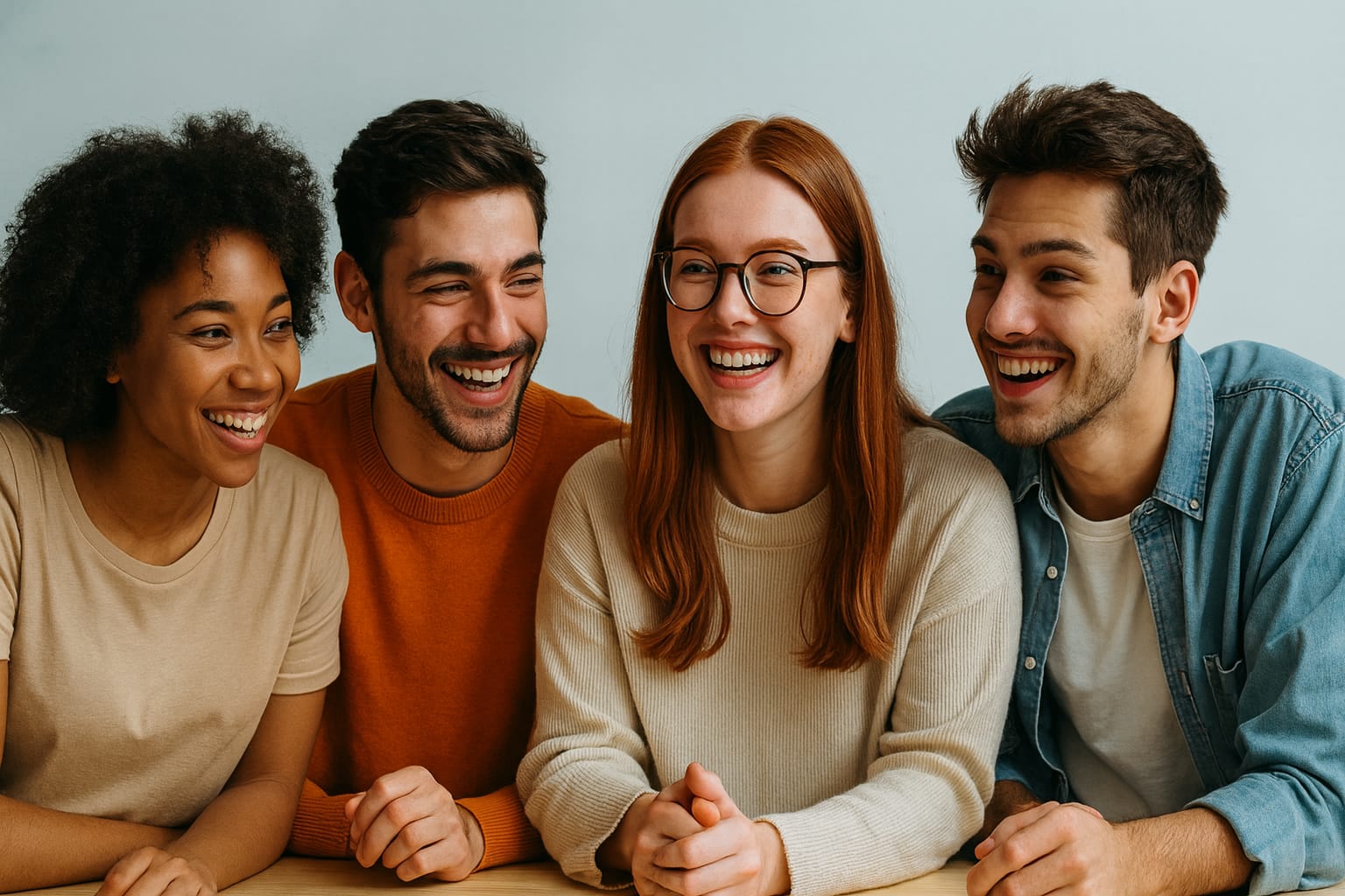 Een groep mensen die gezellig bij elkaar zitten en het gezellig hebben